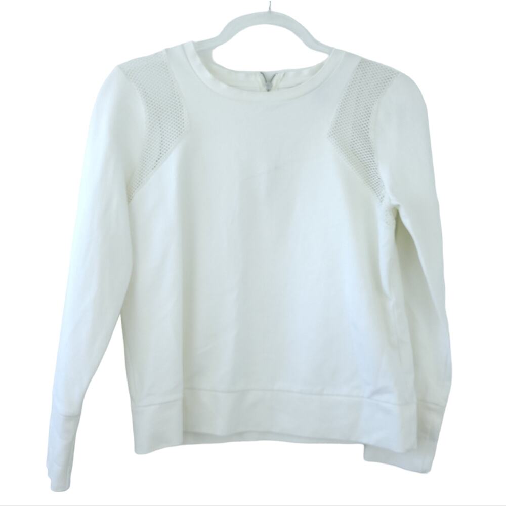 Banana Republic Long Sleeve Cream Small Mesh Cutout Detail